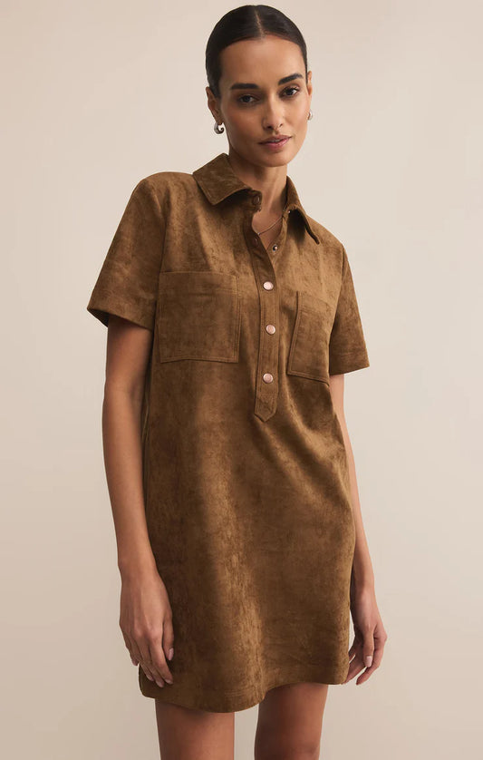 Kellie Faux Suede Mini Dress - Coconut