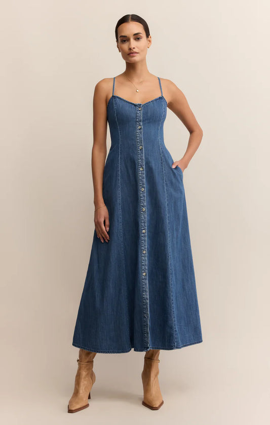 Angel Eyes Denim Midi Dress - Medium Indigo