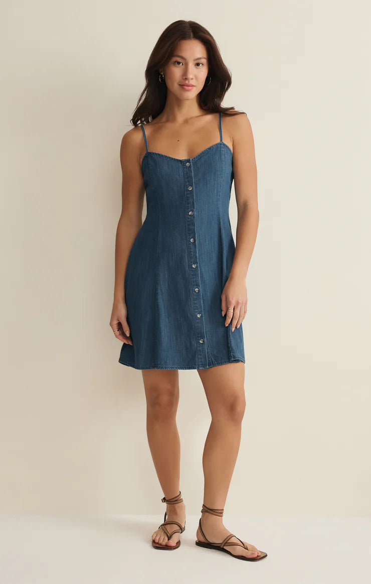 Angel Eyes Denim Mini Dress - Medium Indigo