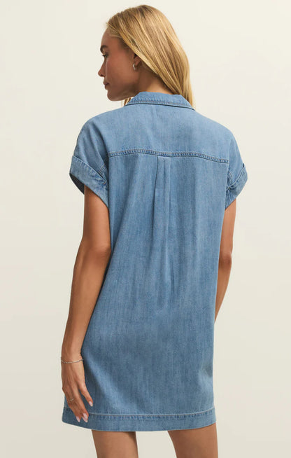Napa Lightweight Denim Mini Dress - Shoreline