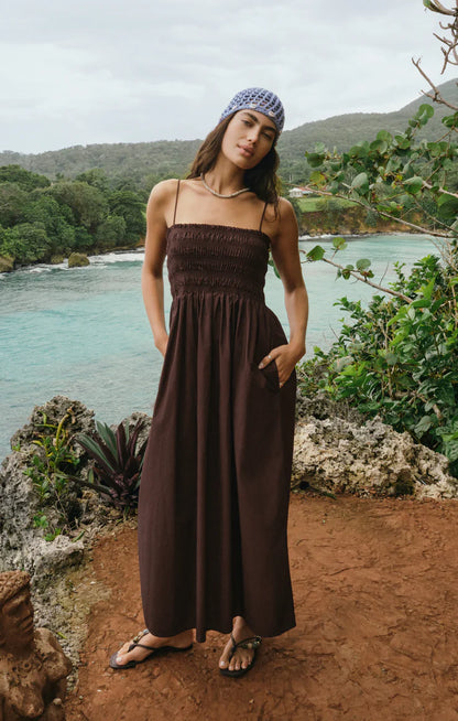 Cornelia Getaway Midi Dress - Chocolate Cherry