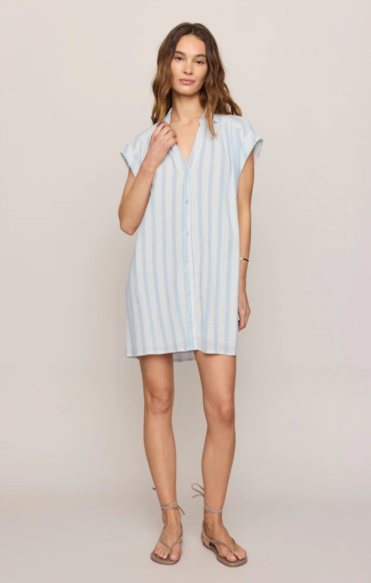 Shellbound Striped Gauze Dress - Sea Salt