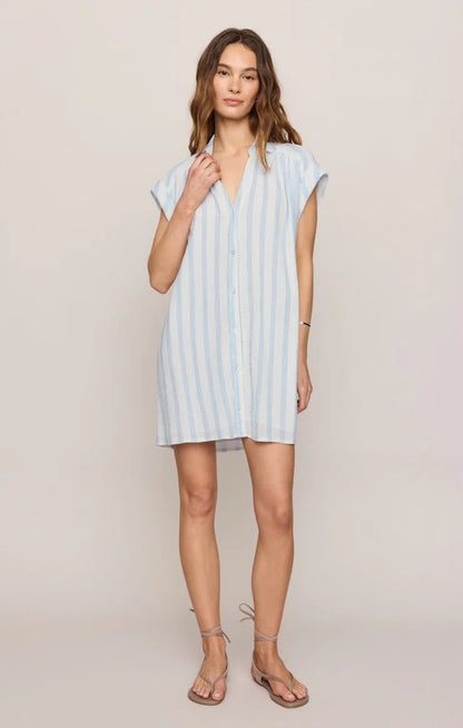 Shellbound Striped Gauze Dress - Sea Salt