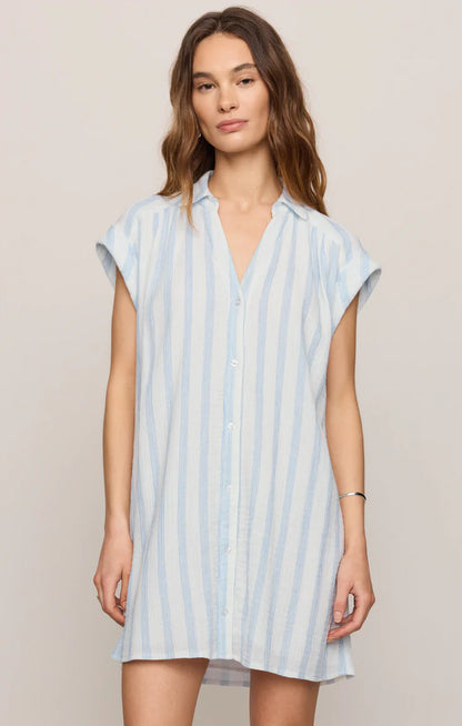 Shellbound Striped Gauze Dress - Sea Salt