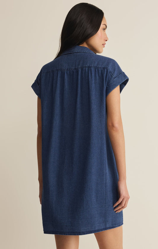 Shellbound Twill Dress - Twilight Blue