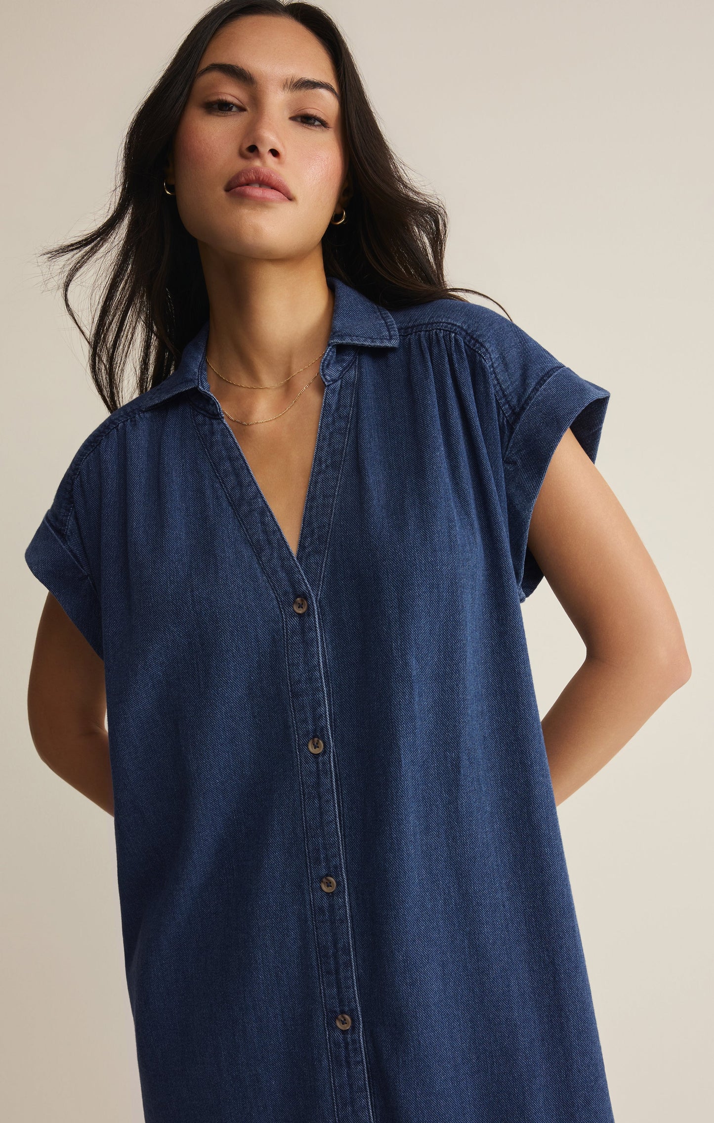 Shellbound Twill Dress - Twilight Blue