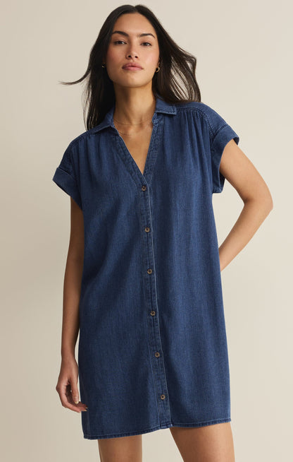Shellbound Twill Dress - Twilight Blue