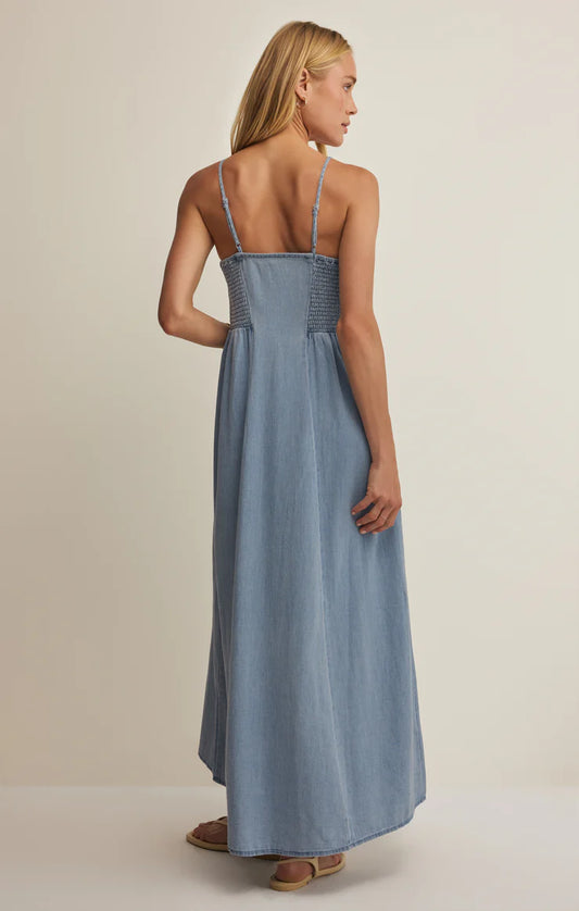 Angel Eyes Chambray Midi Dress - Lake Blue