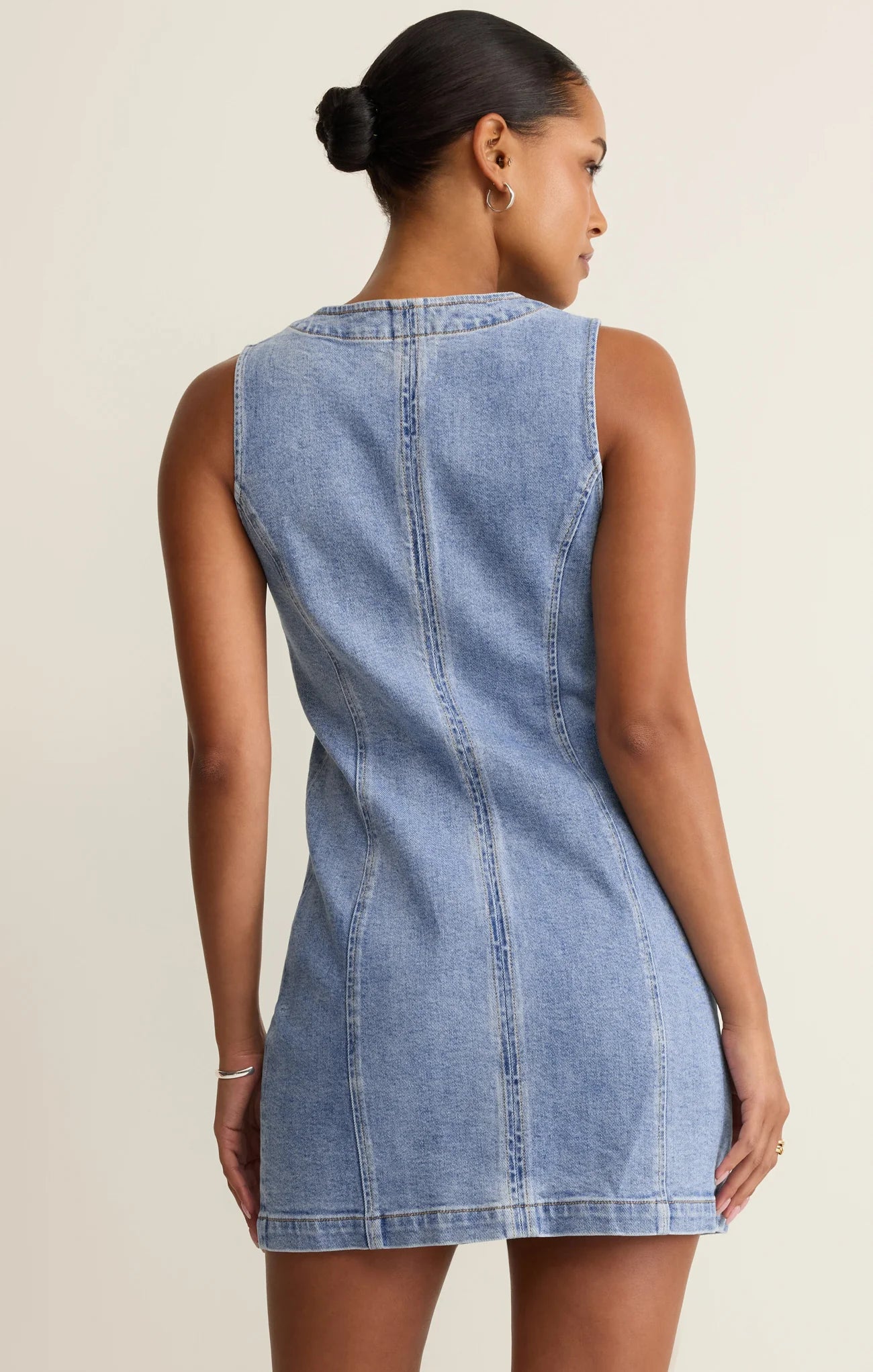 Jolie Denim Seamed Mini Dress - Avalon