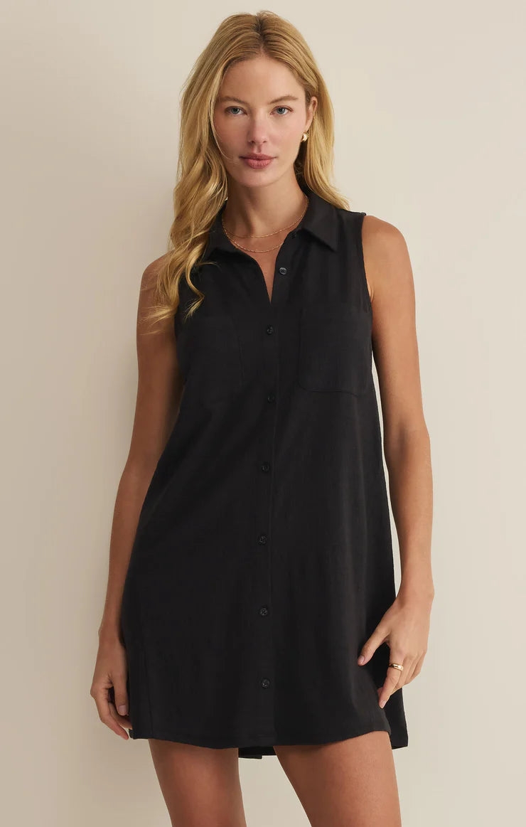 New Light Textured Mini Dress - Black