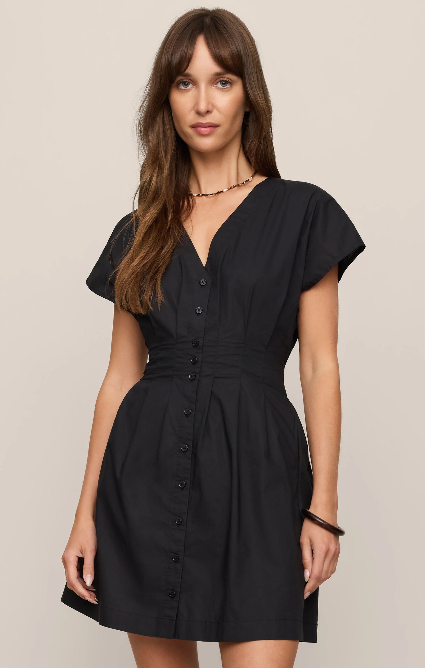 Sanna Poplin Mini Dress - Black