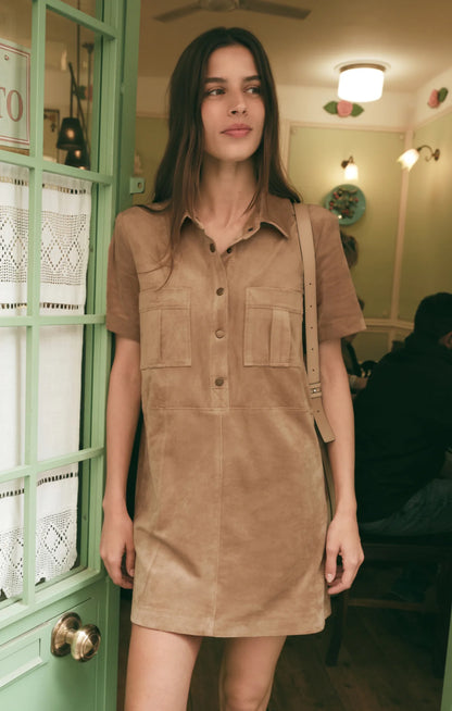 Leone Suede Mini Dress - Light Sand
