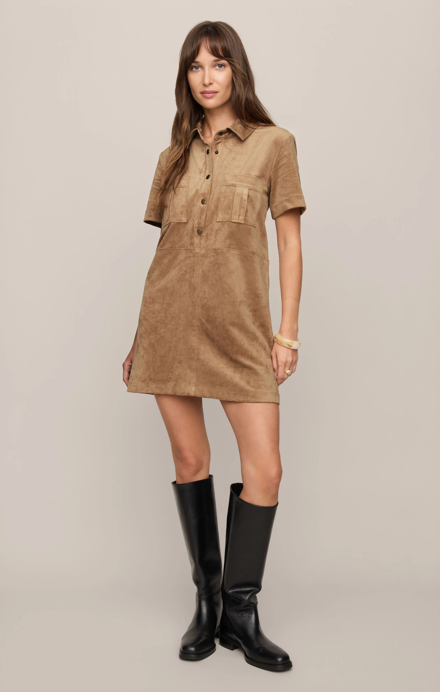 Leone Suede Mini Dress - Light Sand
