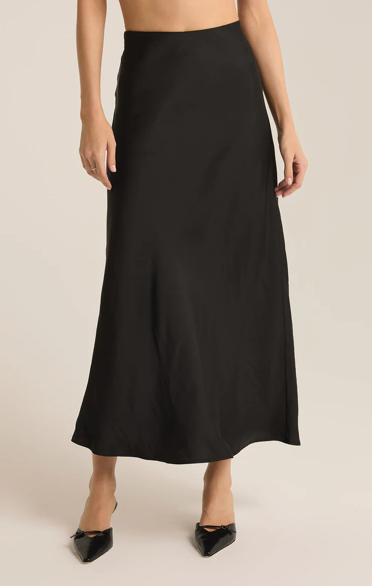 Z SUPPLY - Europa Luxe Sheen Midi Skirt - Black