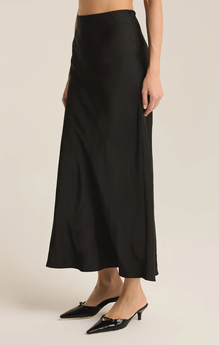 Z SUPPLY - Europa Luxe Sheen Midi Skirt - Black