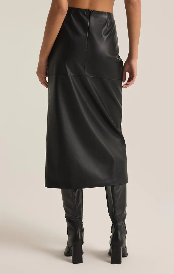 Z SUPPLY - Metropolitan Faux Leather Midi Skirt - Black