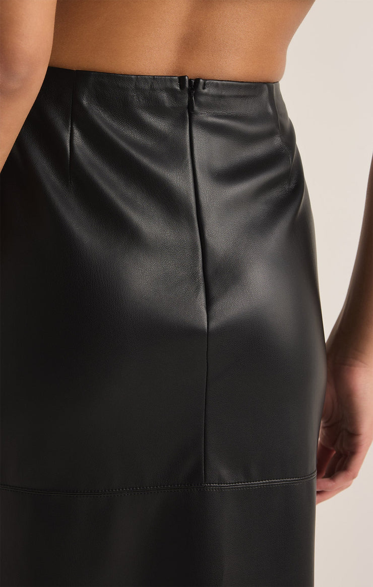 Z SUPPLY - Metropolitan Faux Leather Midi Skirt - Black