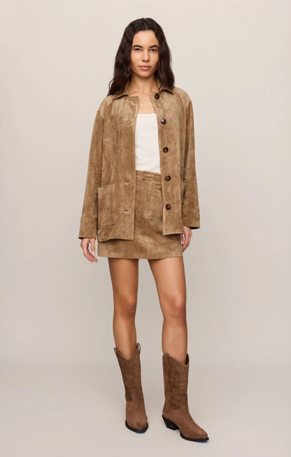 Perri Suede Mini Skirt - Light Sand