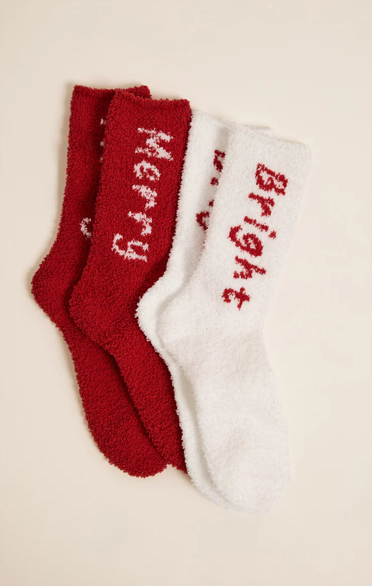 Z SUPPLY - Bright & Merry Sock 2-Pack - Haute Red