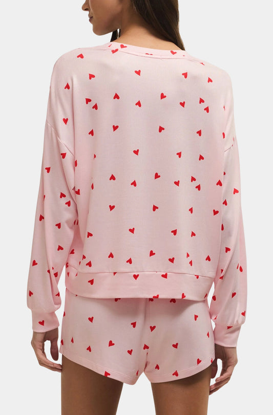 Mira Heart Long Sleeve Top - Pink Marshmallow