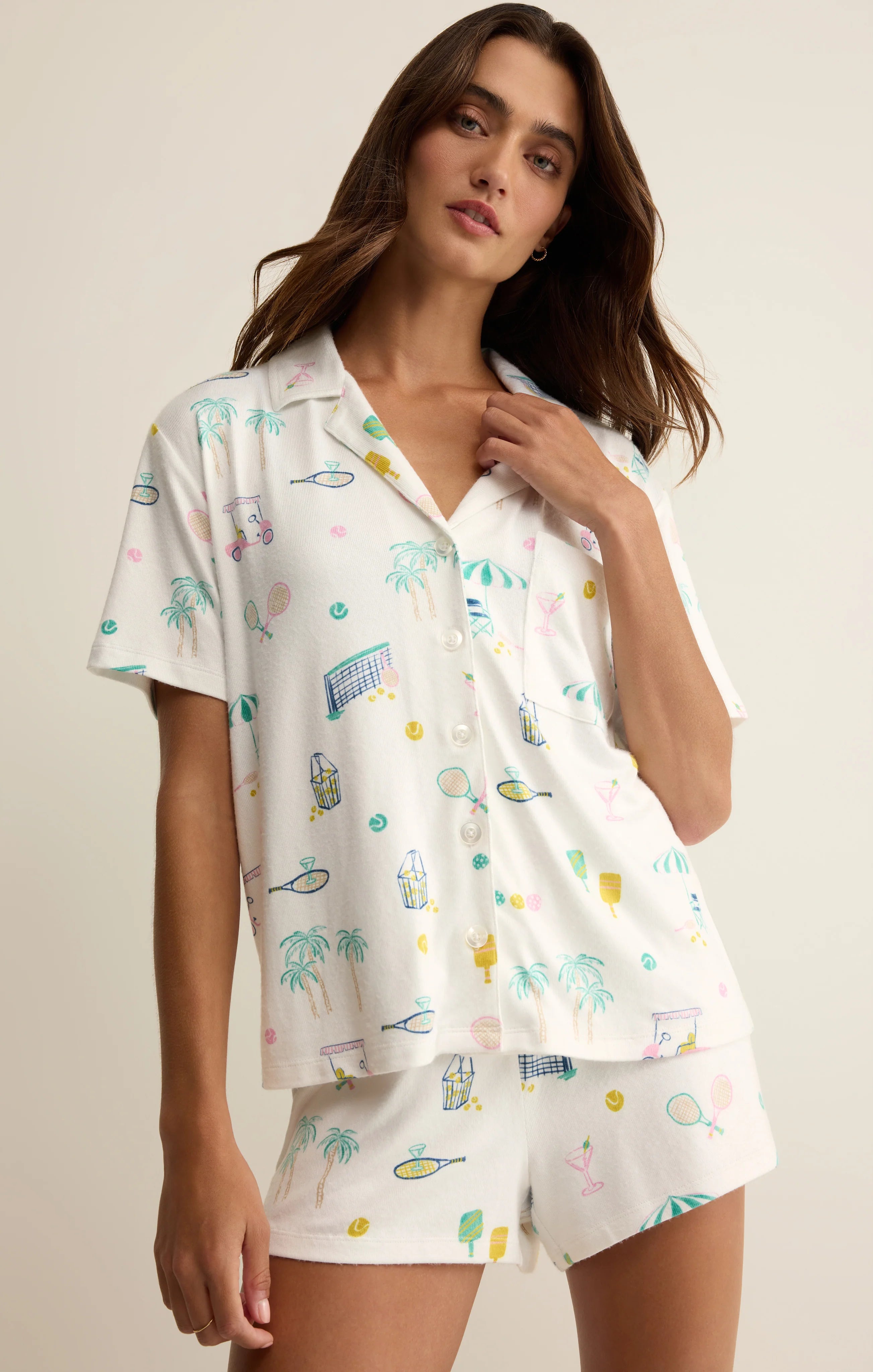 Court Sports PJ Top - White