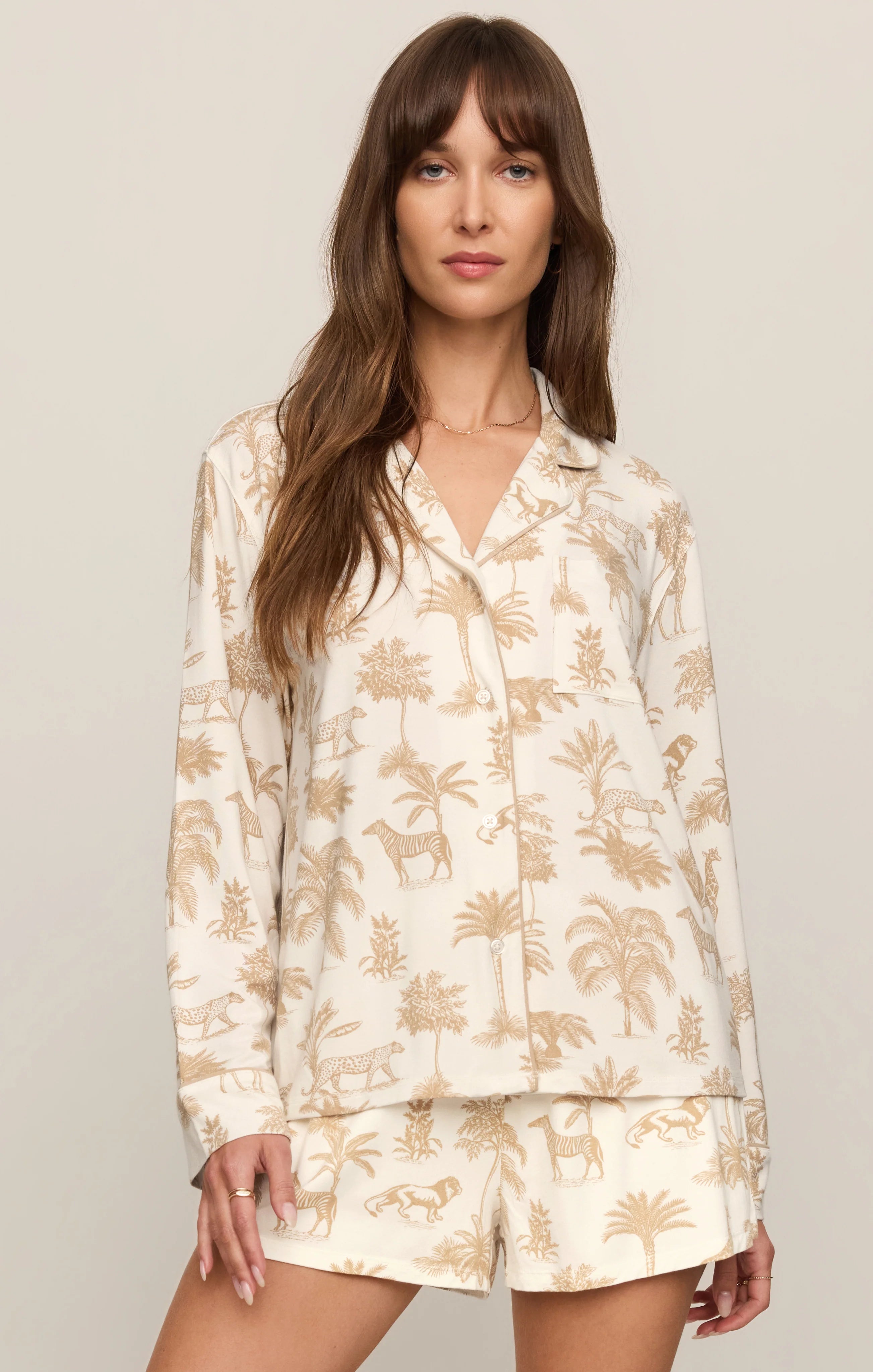 Safari PJ Long Sleeve Top - Bone