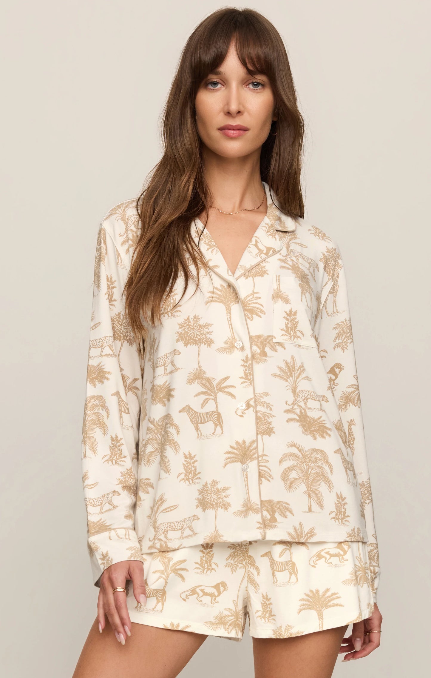 Safari PJ Long Sleeve Top - Bone