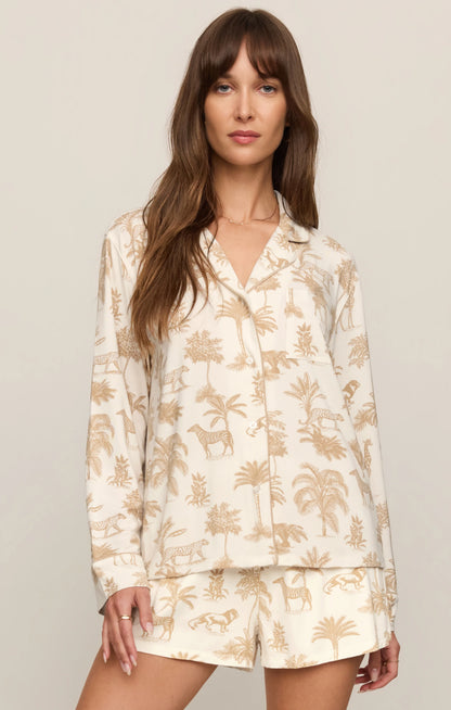 Safari PJ Long Sleeve Top - Bone