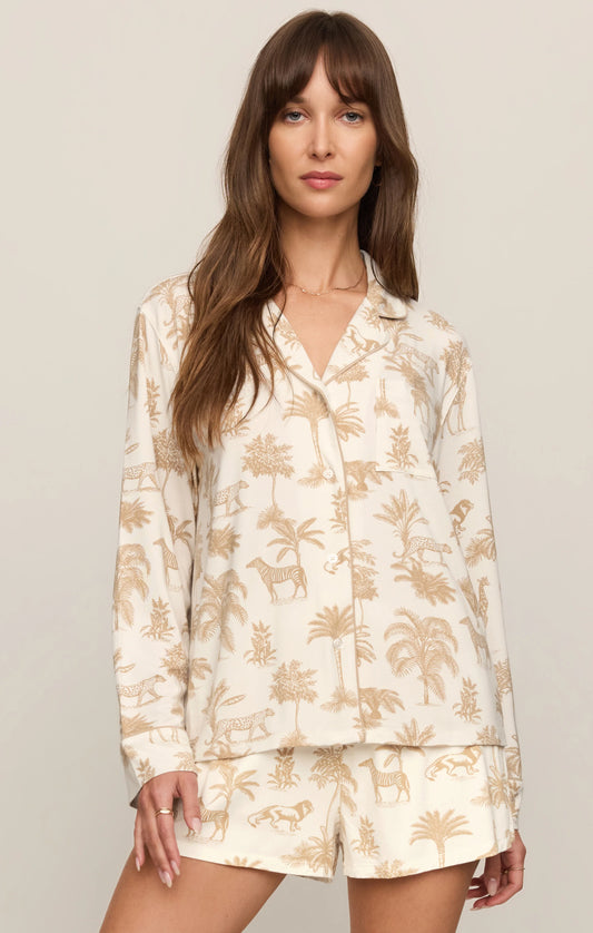 Safari PJ Long Sleeve Top - Bone
