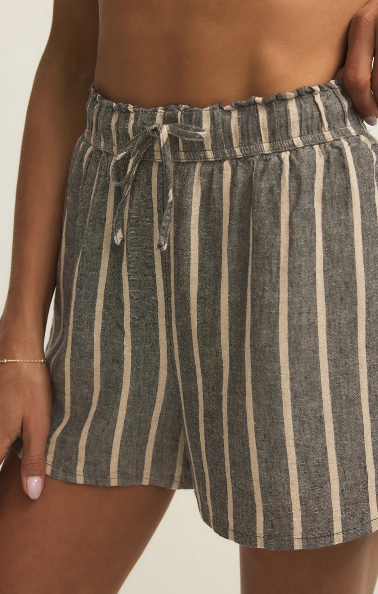 Perfect Linen Striped Short - Black