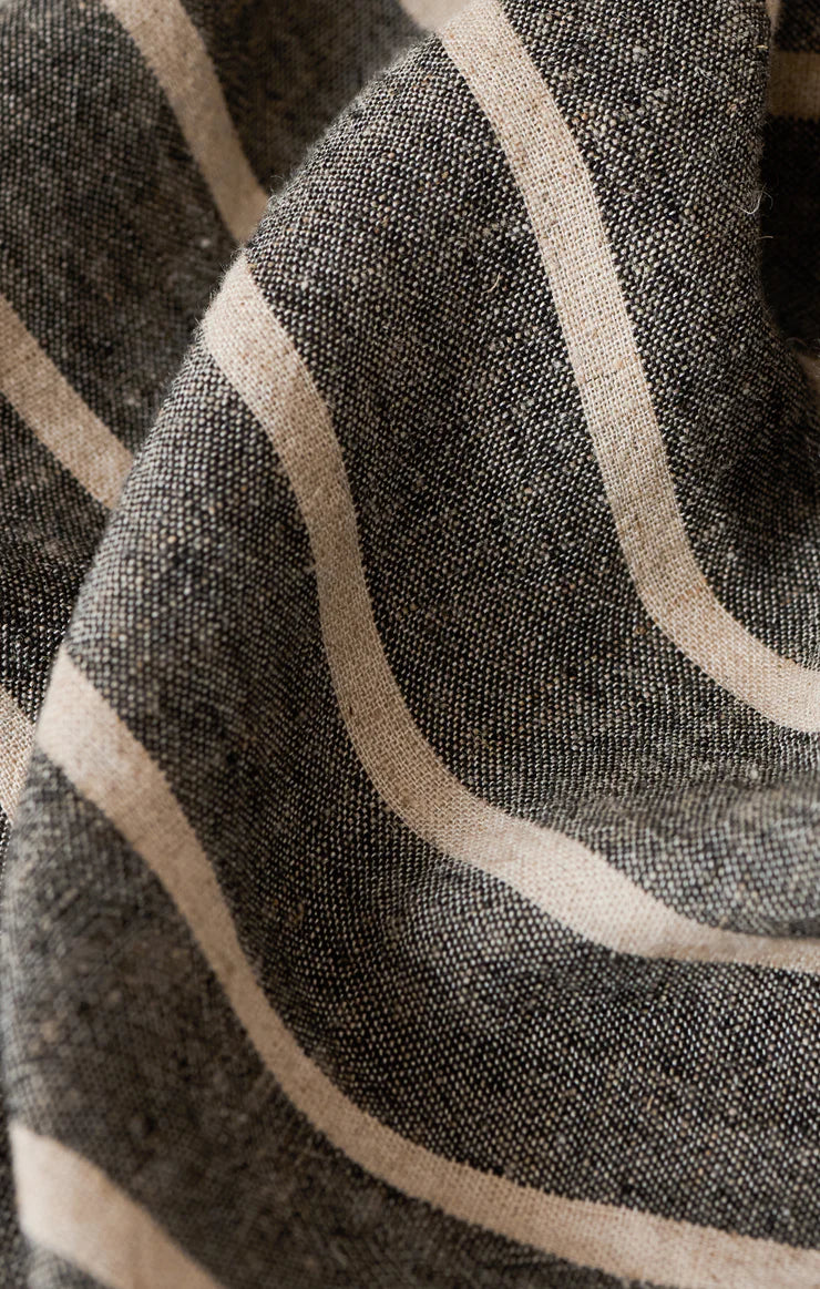 Perfect Linen Striped Top - Black