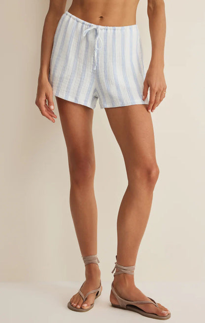 Daylight Striped Airy Gauze Shorts - Sea Salt