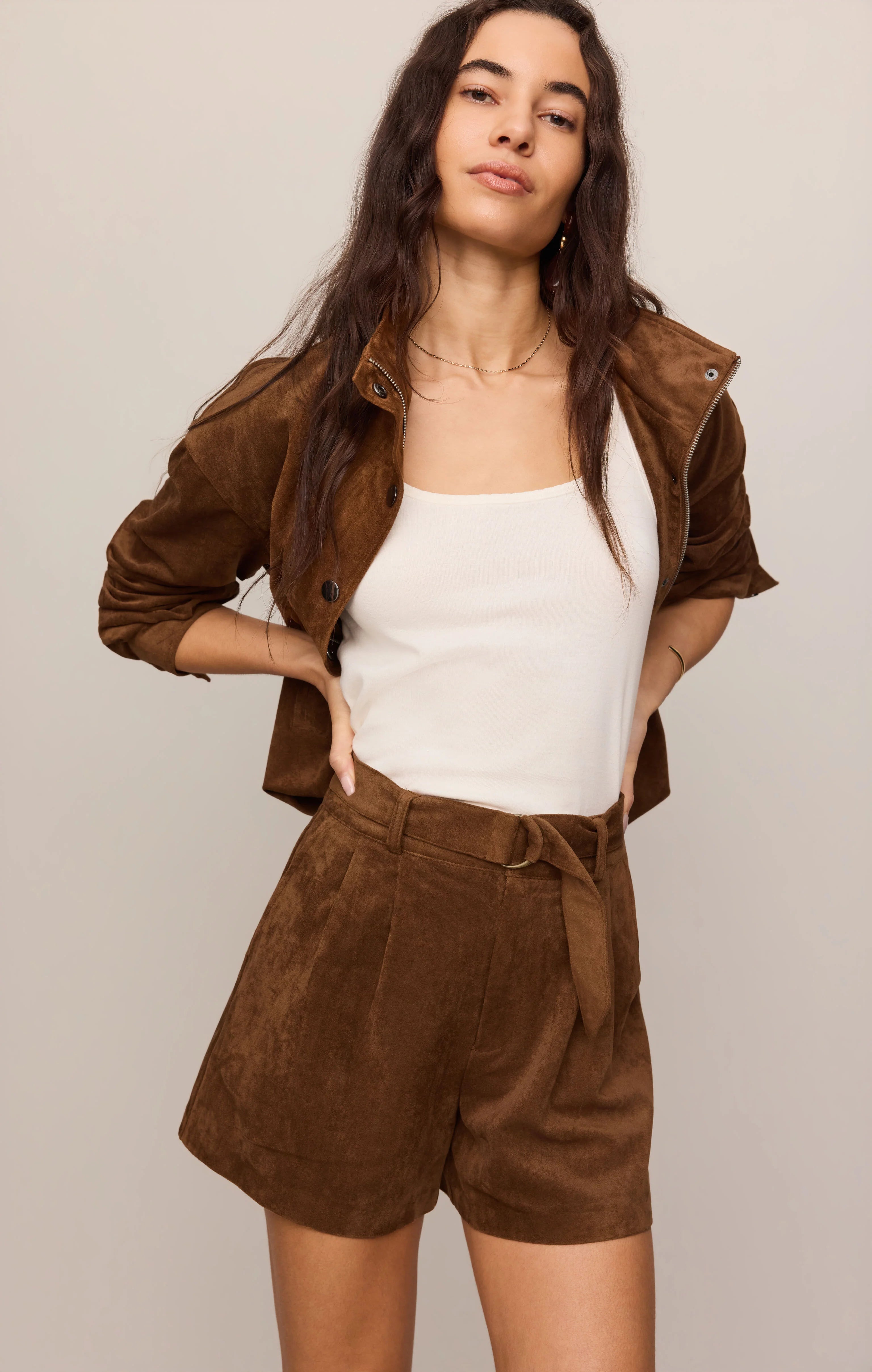 Ivory Suede Short - Saddle Suede