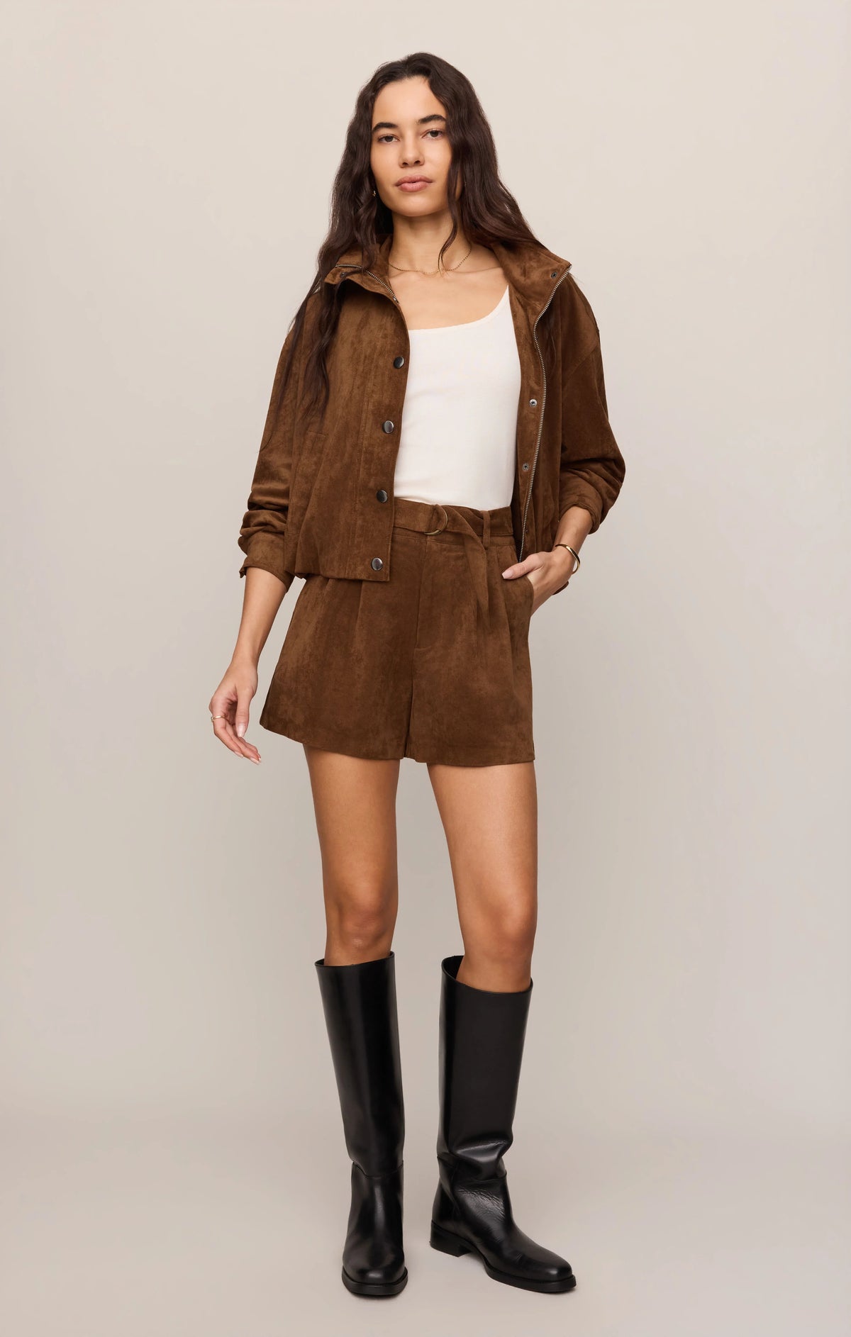 Ivory Suede Short - Saddle Suede