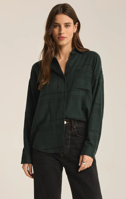 Z SUPPLY - River Plaid Button Up - Cyprus Green