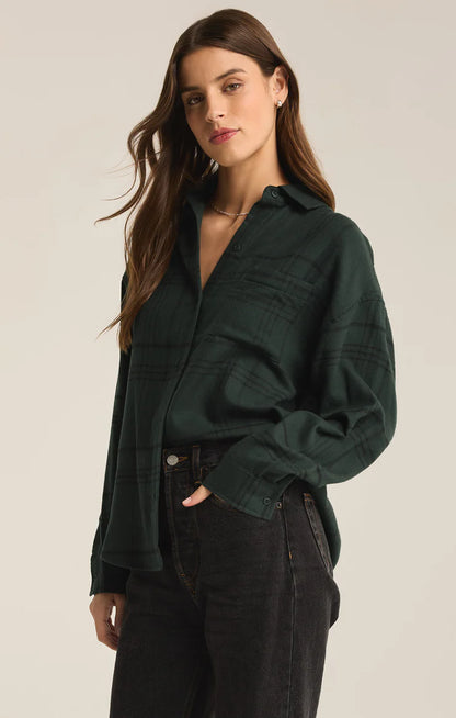 Z SUPPLY - River Plaid Button Up - Cyprus Green