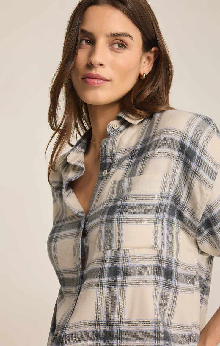 Z SUPPLY - River Plaid Button Up - Thunder Cloud