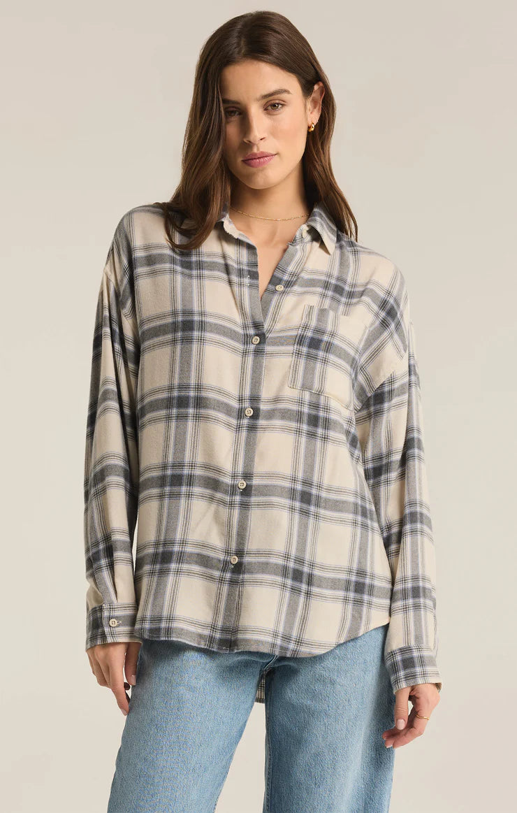 Z SUPPLY - River Plaid Button Up - Thunder Cloud