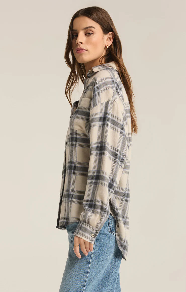 Z SUPPLY - River Plaid Button Up - Thunder Cloud