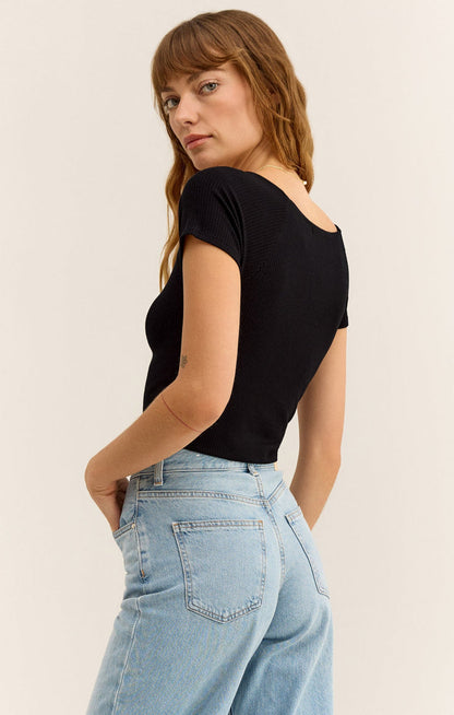 Z SUPPLY - Kallen Rib Cropped Tee - Black