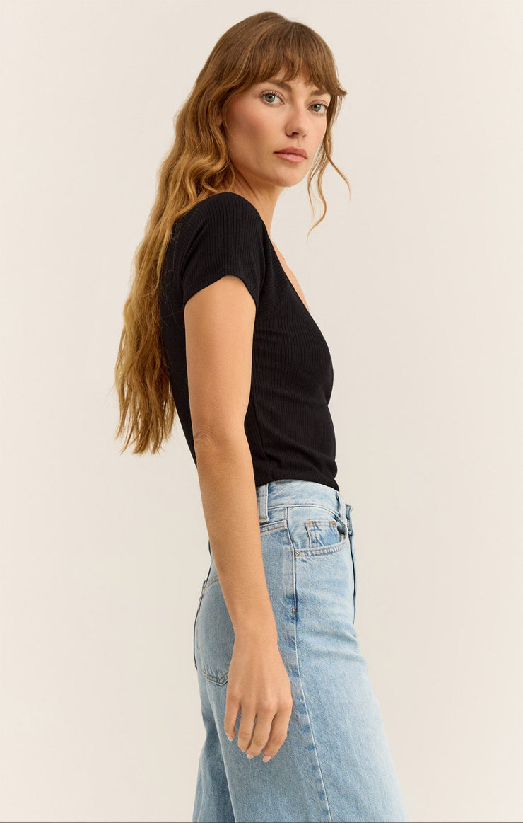 Z SUPPLY - Kallen Rib Cropped Tee - Black