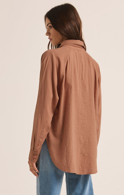 Z SUPPLY - Perfect Linen Top - Mocha Mousse