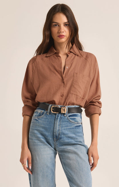 Z SUPPLY - Perfect Linen Top - Mocha Mousse