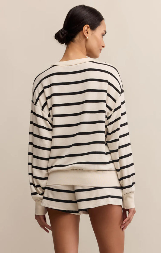 Stand Out Striped Modal Sweatshirt - Crystal