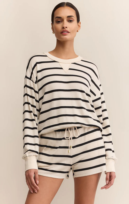 Stand Out Striped Modal Sweatshirt - Crystal
