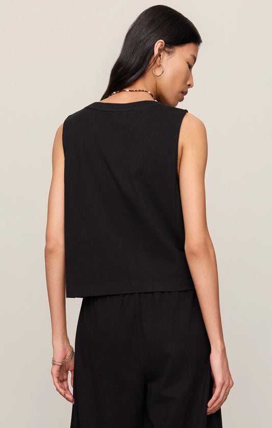 Sloane V-Neck Cotton Jersey Tank - True Black