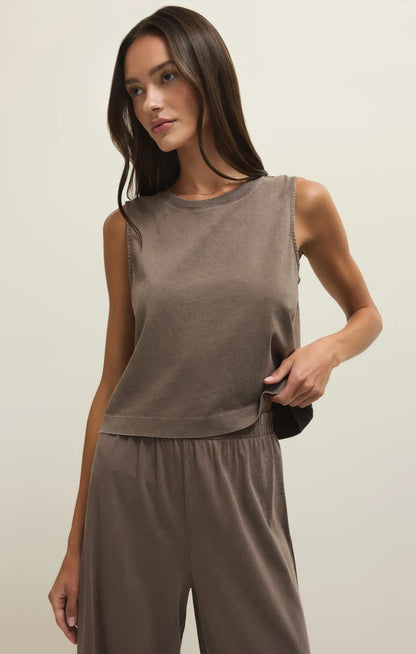 Sloane Cotton Jersey Tank - Perfectly Taupe