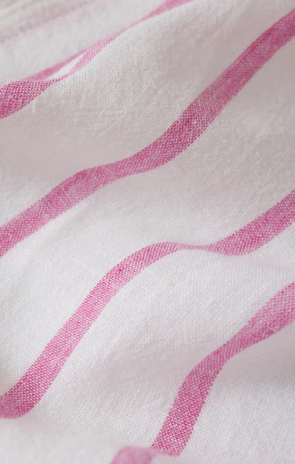 Perfect Linen Striped Top - Spanish Rose