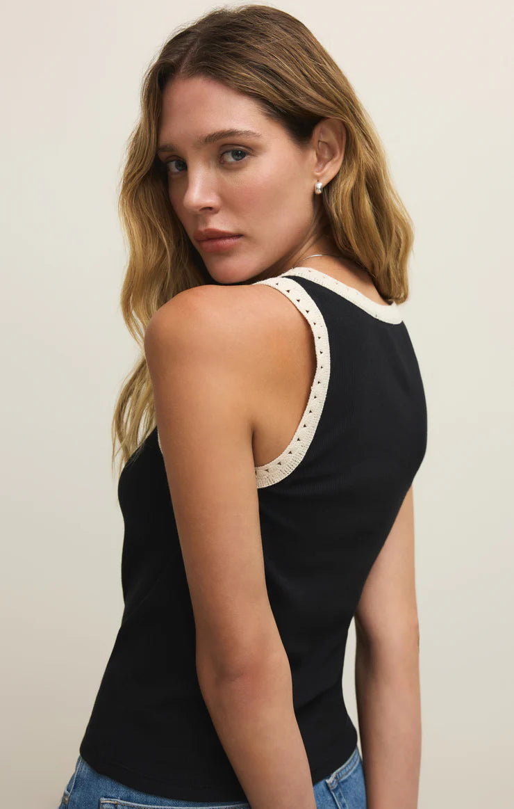 Clarke Rib Tank - Black
