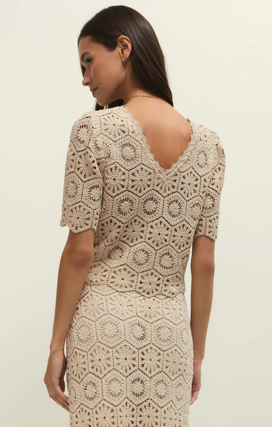 Raquel Lace Cropped Top - Natural